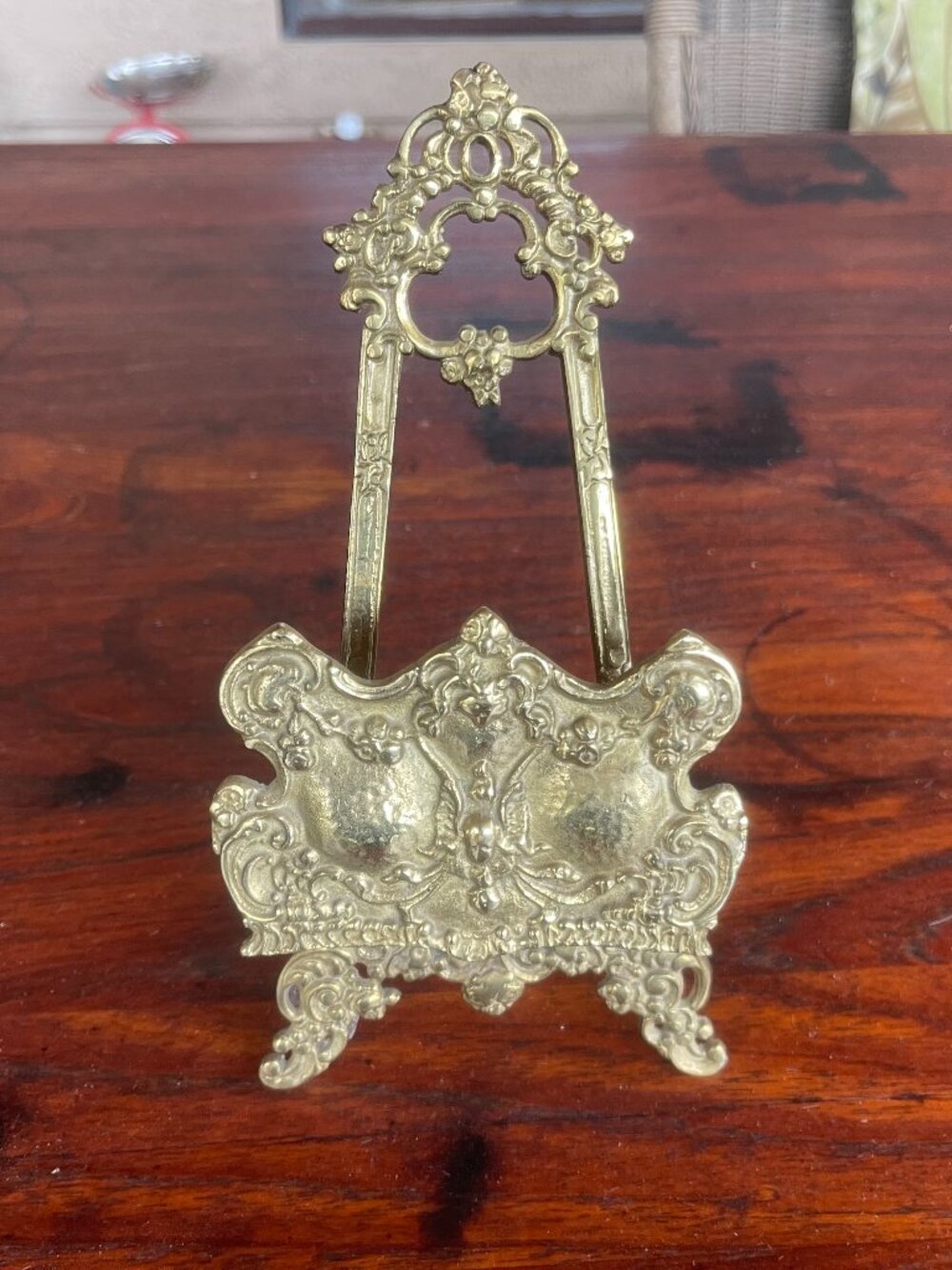 Art Nouveau Farmhouse Style Brass Easel 8.5"H
